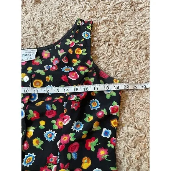 Vintage floral cottagecore bright colorful button front midi dress size medium - Picture 4 of 5